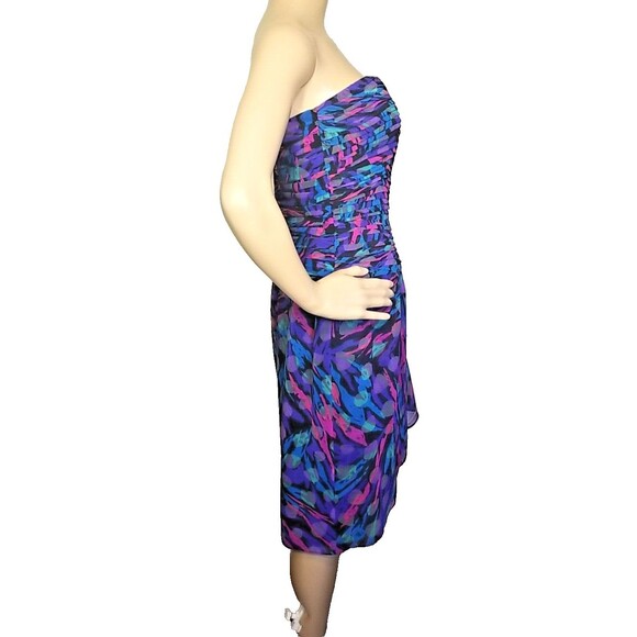 Vintage A J Bari Vibrant Knee Length Strapless Dress with Scarf Size 10      T44 - Picture 5 of 12